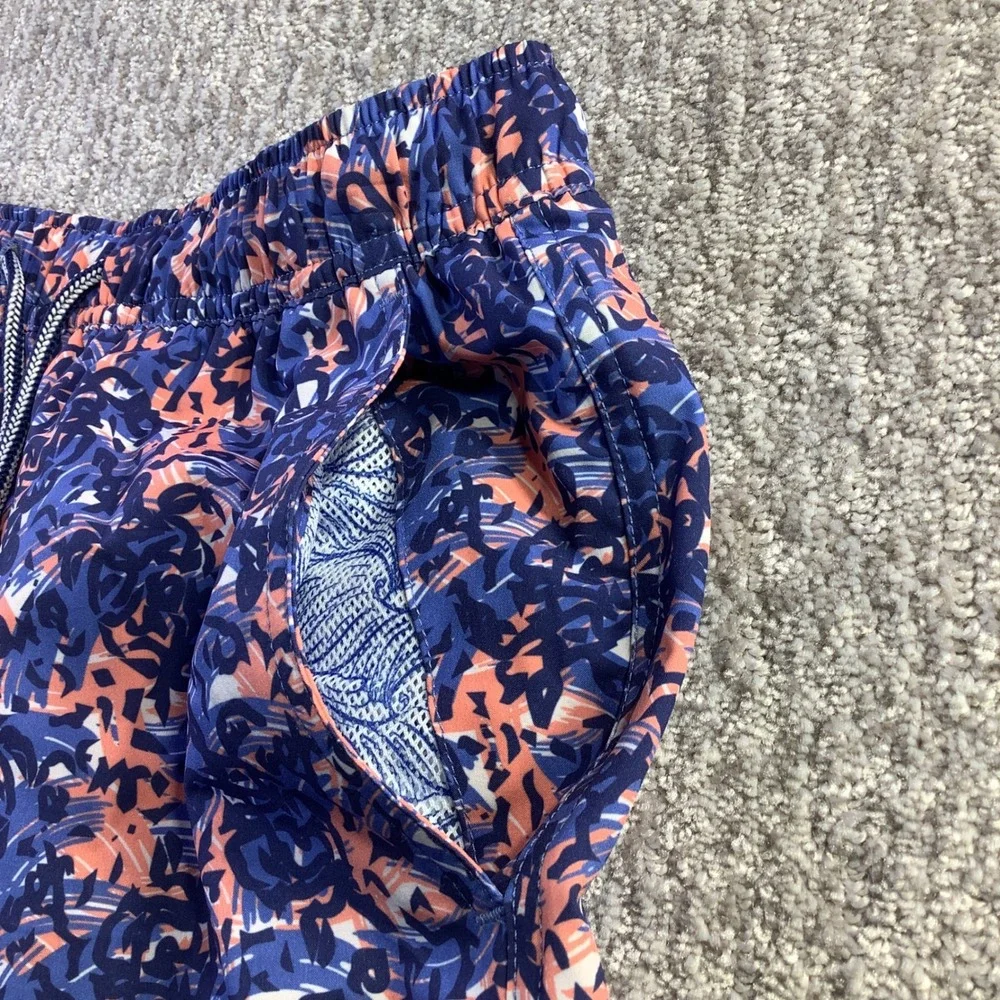 Peter Millar Seaside‎ Mens Blue Abstract Swirl Swim Trunks Shorts Size S NWT